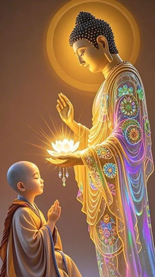 Ảnh thờ nền trời rạng phối ánh sáng vàng ấm lành