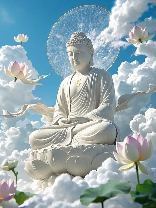 Hình thờ tranh Phật A Di Đà ấm sáng