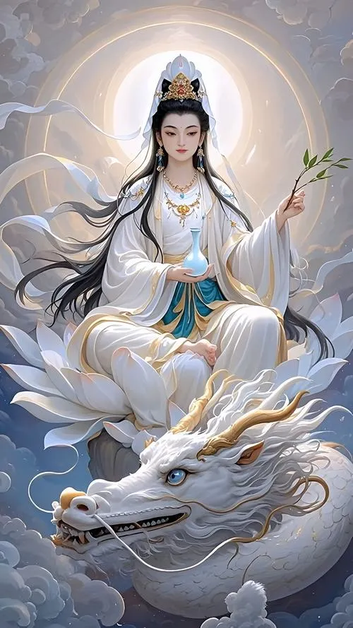 Cành dương liễu gợi lòng từ bi bên đài sen biểu trưng thanh tịnh dịu mềm