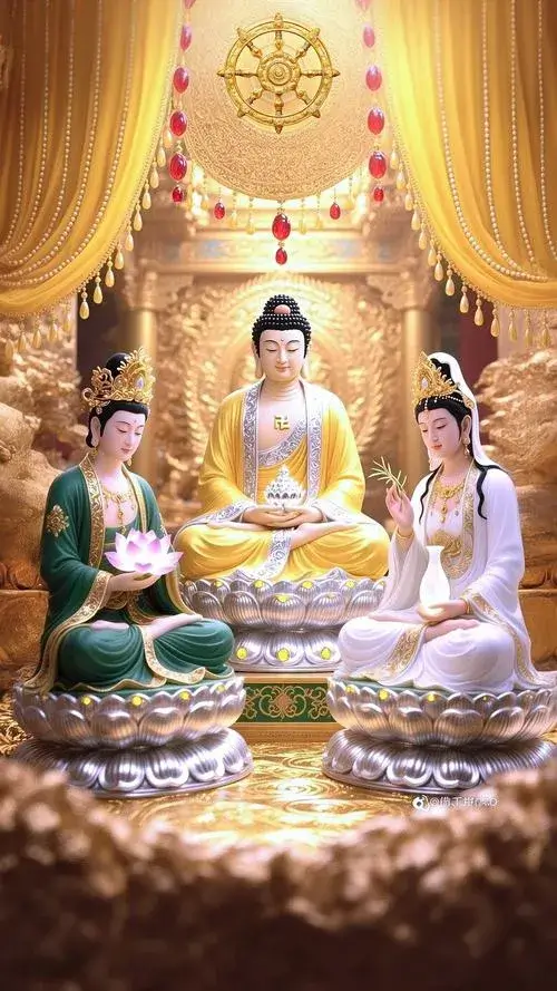 Tạo Phật A Di Đà giữa Cực Lạc cùng đài sen trang nghiêm