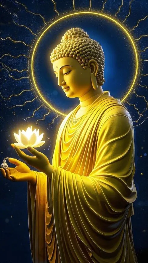 Tạo Phật Thích Ca trên liên hoa nghe pháp âm trong thiền định