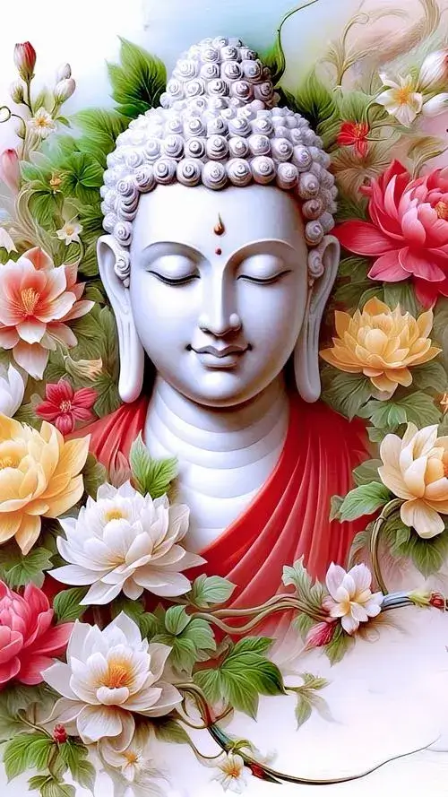 Tạo Phật A Di Đà với ánh nền nhẹ làm rõ nếp áo 3D