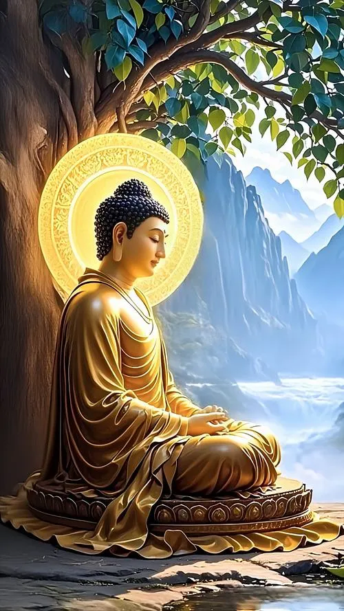 Thấy thếp vàng trên tượng Phật làm sắc vàng ấm nổi