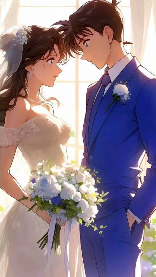 Nụ hôn trong ánh sáng trắng mềm, Ran cầm hoa, Shinichi áp trán, cảm giác kết thúc tròn đầy