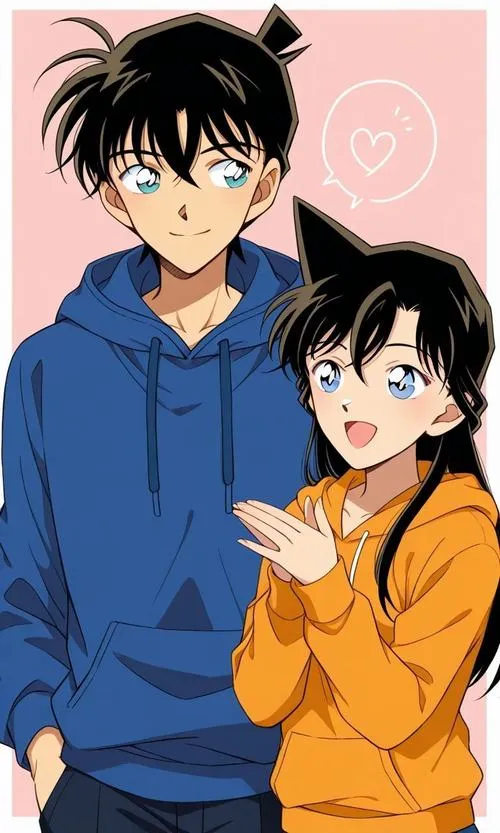 Ảnh fanart Shinichi ngồi quán cà phê đêm, đèn vàng và bóng đổ, như sắp đối chất vụ án.