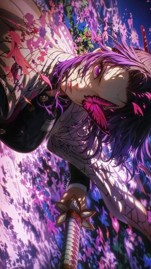 Tải về Shinobu trong hiệu ứng tím rực, chuyển động mạnh hợp ai thích mood u tối