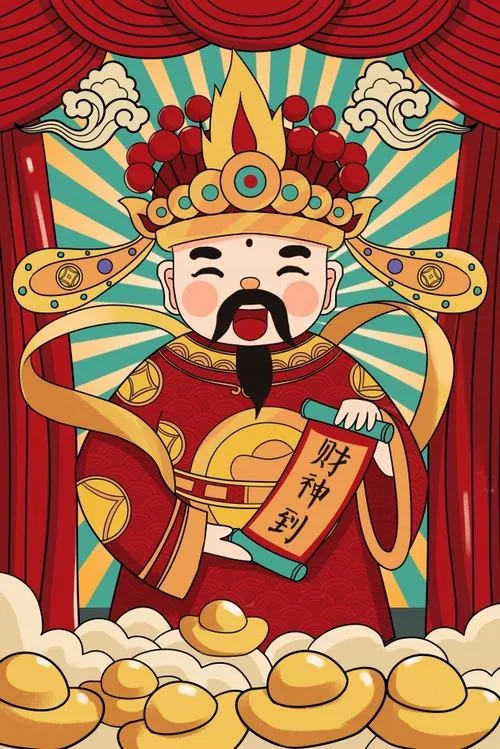 Hình ảnh Thần Tài cận cảnh thỏi vàng, vừa vui mắt vừa như nhắc cố gắng