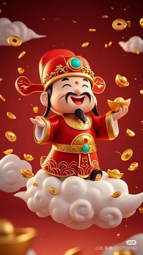 Hình Thần Tài mang sắc thái trang trọng truyền thống