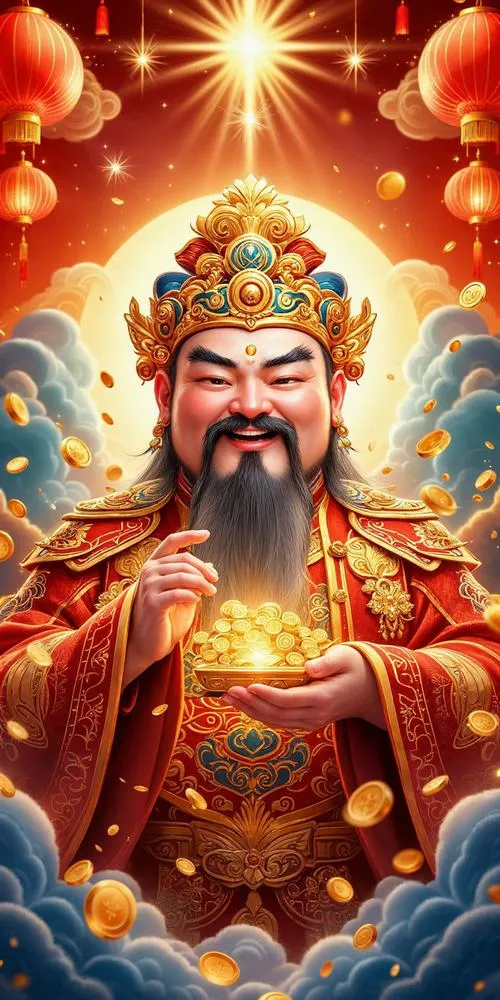 Hình ảnh Thần Tài phong cách cổ điển, khiến không gian tự nhiên trang