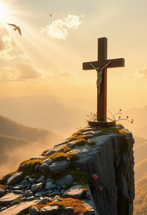 Chân thánh giá bám lớp gỉ thời gian trên chất liệu kim loại