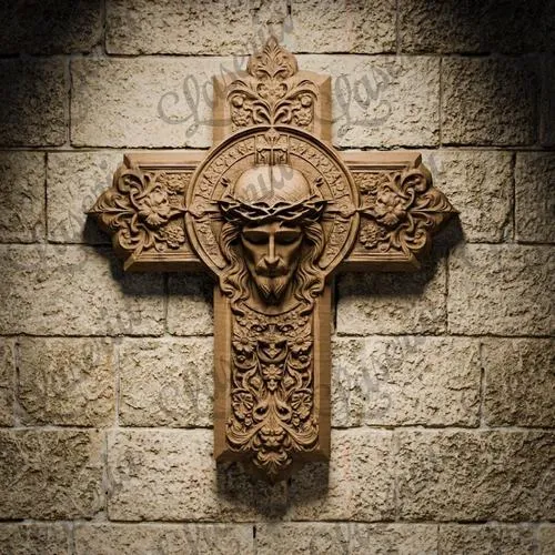 Chúa Giê su bên thánh giá và đôi tay cầu nguyện trong không gian thiêng