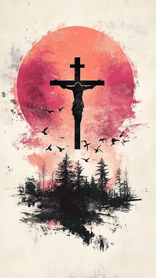 Cây thập tự đứng lặng giữa nền trơn và ánh sáng dịu