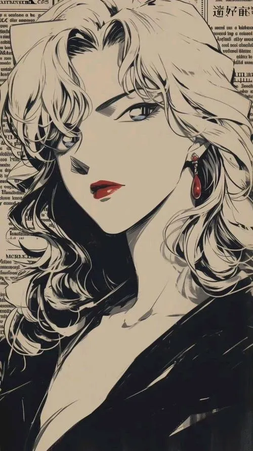 Hình ảnh Vermouth trong cảnh đêm thành phố, viền sáng hắt tóc, bóng đổ tạo chất trinh thám