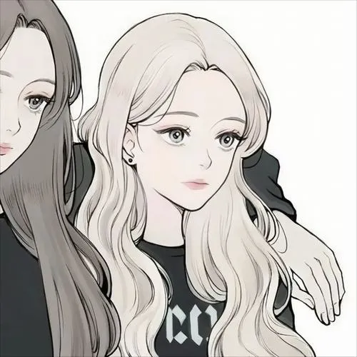 Ảnh đại diện cá nhân avatar vẽ tay đôi nữ tranh chân dung cách điệu