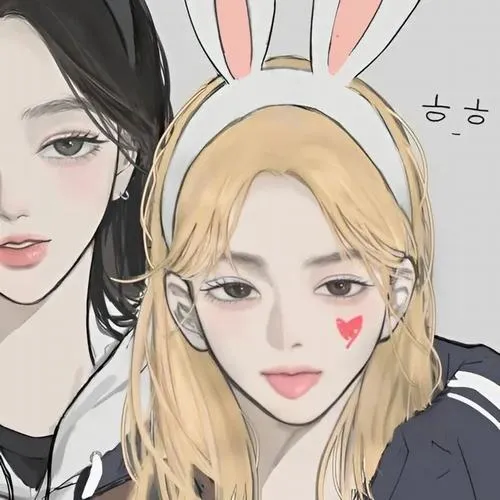 Avatar dễ thương avatar đôi nữ phong cách vô cảm trầm tĩnh