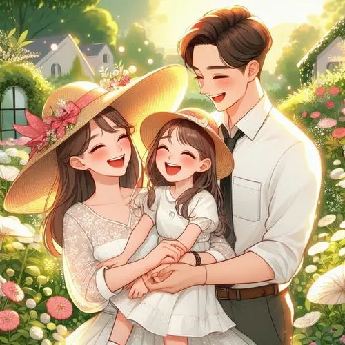 Cả nhà mặc đồ đôi đơn giản, ngồi sát nhau, nền hồng nhẹ, cảm giác thương yêu rõ rệt