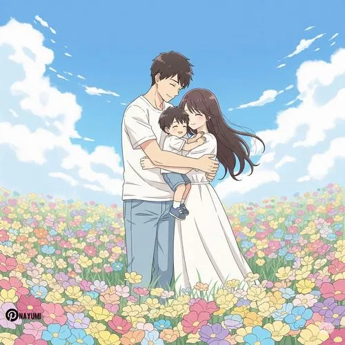 Gia đình ba người chụp chân dung cận, má hồng nhẹ, tóc gọn, ánh nhìn dịu và ấm