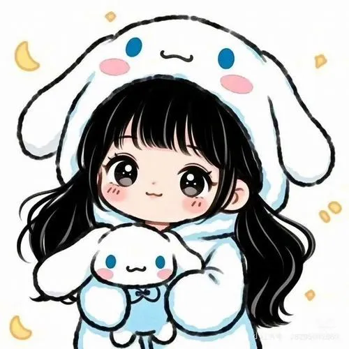 Hình chibi nữ cute mặc váy xòe trên nền pastel nhẹ