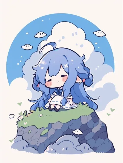 Ảnh hình chibi nữ xinh xắn dùng bảng màu kẹo ngọt