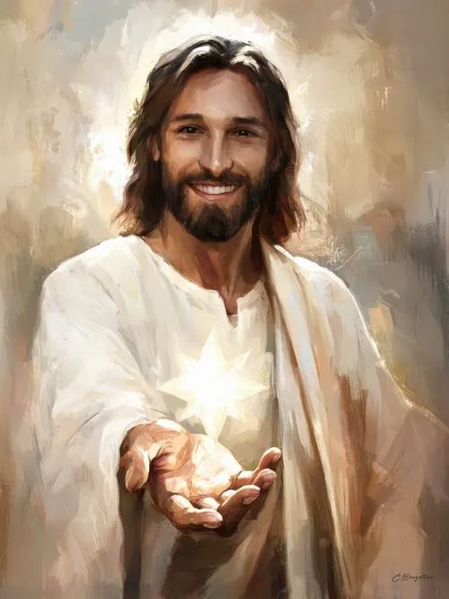 Sắc thái an ủi lan trong ánh mắt và đôi tay mở