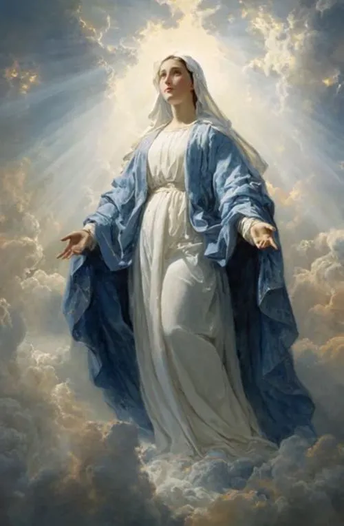 Thánh thiện lan trong vầng hào quang và mây trời