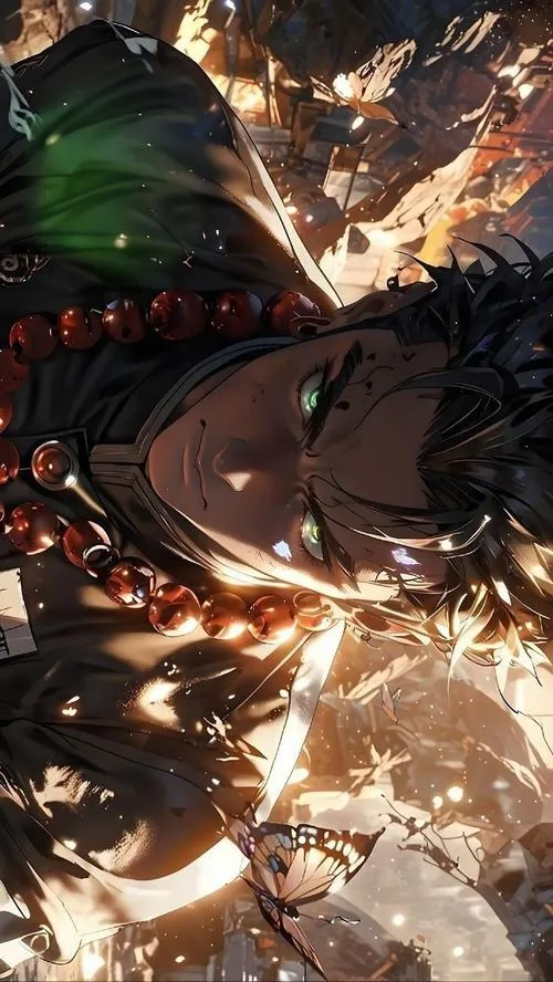 Hình nền Gyomei lao vào giao chiến, tia lửa bay, bóng tối dày, uy lực nghiền nát đối thủ