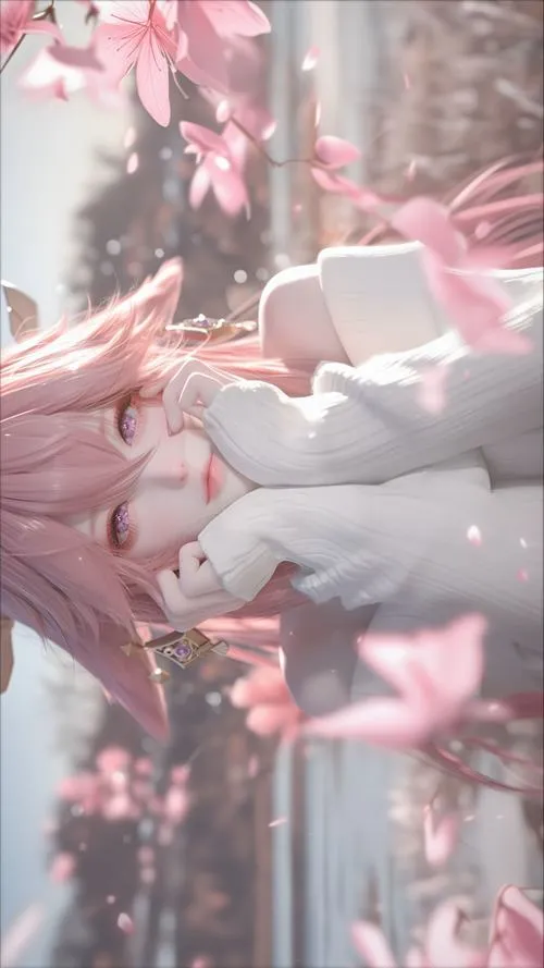 Hình nền anime màu hồng khiến màn hình dịu hẳn, nhìn lâu vẫn thấy dễ chịu