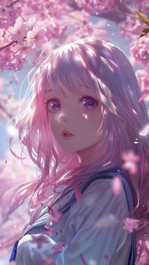 Cánh hoa anh đào rơi quanh trái tim nhỏ như lời tỏ tình dịu dàng