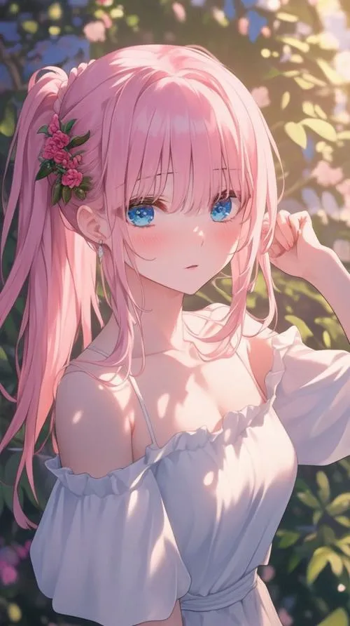 Hình nền anime màu hồng pastel dành cho người thích tối giản mà vẫn có điểm nhấn