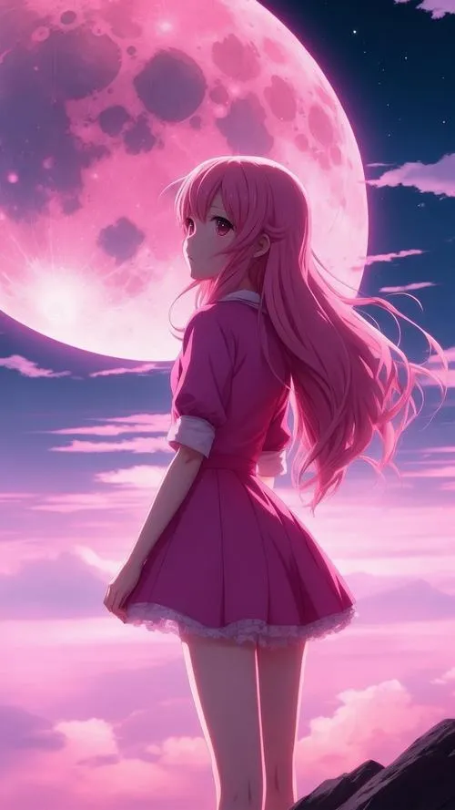 Bộ hình nền anime màu hồng vừa cute vừa chill, hợp ngày muốn nhẹ đầu