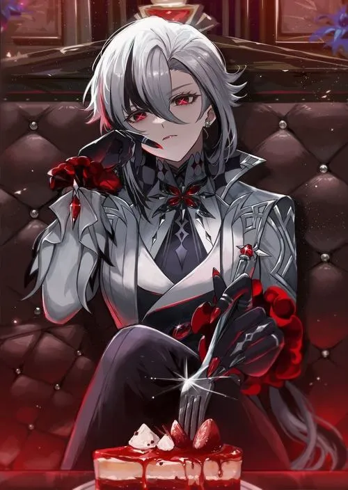 42 Hình nền Arlecchino phong cách Fatui màu đỏ rực và đen tối tạo cảm giác áp đảo