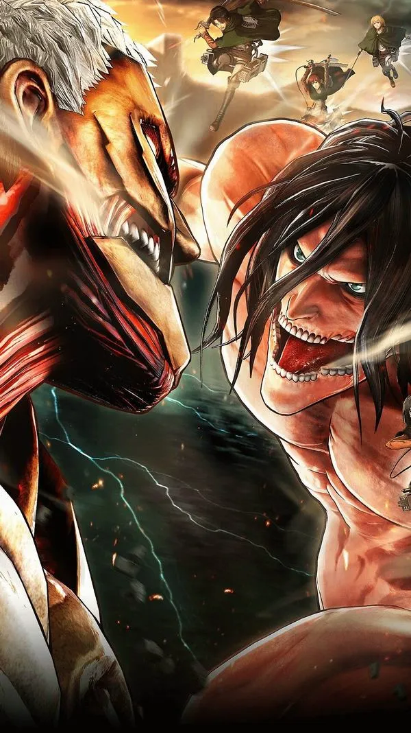 Hình nền Attack on Titan cận cảnh Eren gằn ánh mắt, vệt máu và bụi làm cảm giác bạo lực lạnh rõ rệt