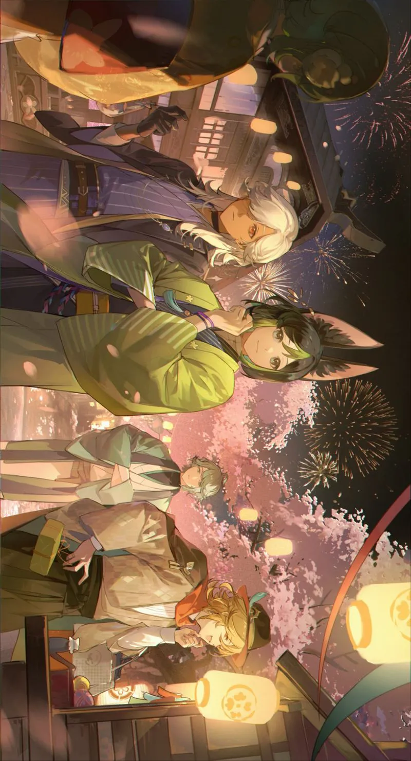 Ảnh fanart ngầu Inazuma, bầu trời sấm tím, hiệu ứng nguyên tố chạy viền, điểm nhấn mạnh