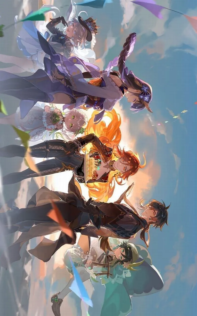 Hình nền 3840x2160 cho pc, phong cảnh Teyvat rộng, chiều sâu không gian rõ, màu cân