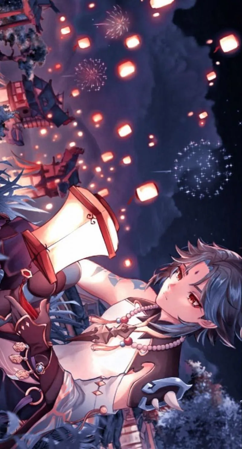 Ảnh fanart đẹp ở Mondstadt, ánh hoàng hôn ấm, lớp sương mờ nhẹ, bố cục sạch cho desktop