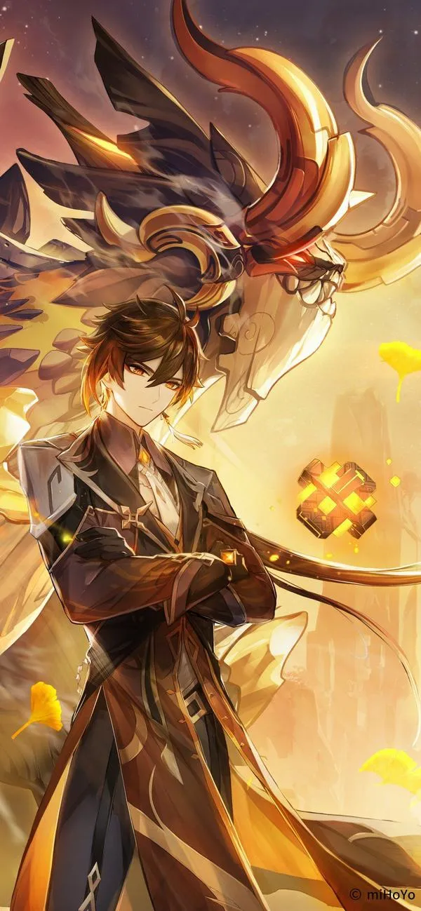 Hình Dehya gợi Natlan, ánh lửa ấm, lớp sáng lớp bóng rõ, độ tương phản vừa phải, hợp mobile.