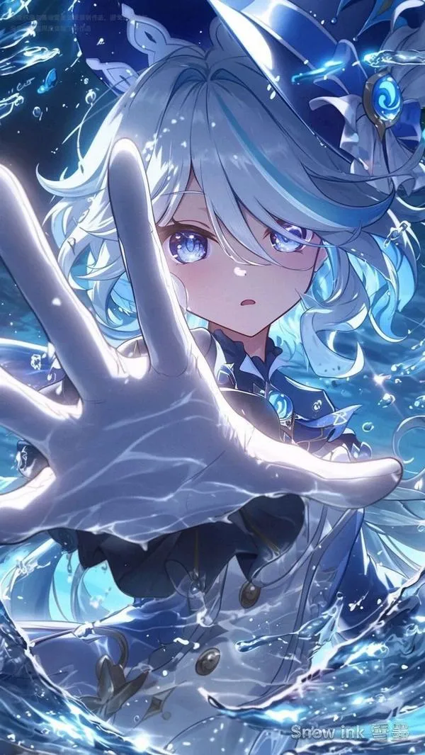 Ảnh nền Eula lớp sáng xanh băng, bóng đổ mềm, nền sạch, phù hợp màn AMOLED và dùng ban đêm.