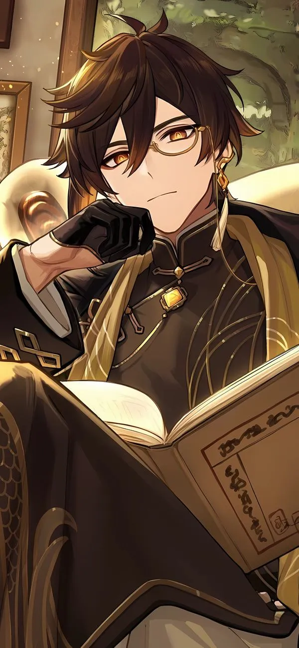 Hình nền Zhongli gợi Liyue cổ kính, địa hình đá vàng, bóng đổ mịn, hợp iphone và màn hình khóa.