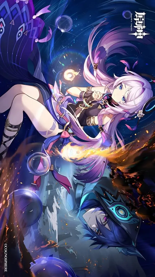 Ảnh Xiangling nét vẽ hoạt hình vui, bảng màu đỏ cam, nền sạch, biểu tượng ứng dụng nằm lên vẫn rõ.