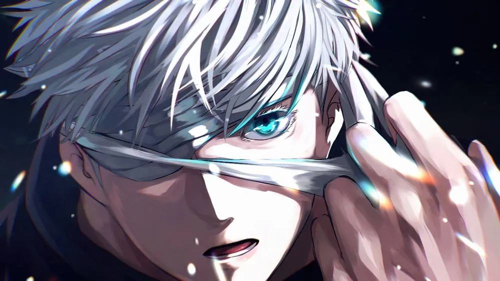 Hình nền Gojo 4k bán hiện thực, tóc trắng sắc nét, cảm giác áp đảo đúng chất