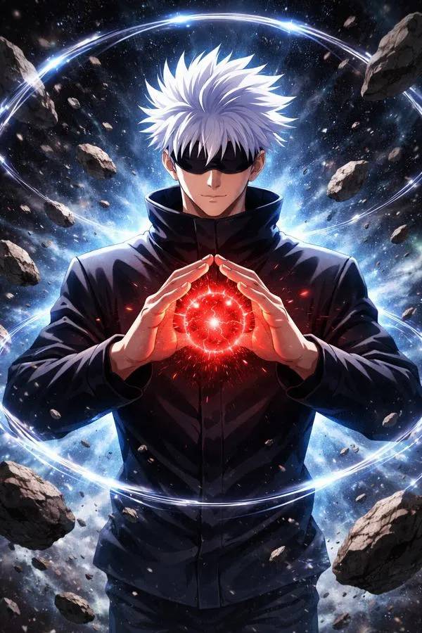 Hình nền đẹp Gojo với đường cắt ánh sáng sắc gọn, nền trống sạch, nhìn gọn mà rất có lực