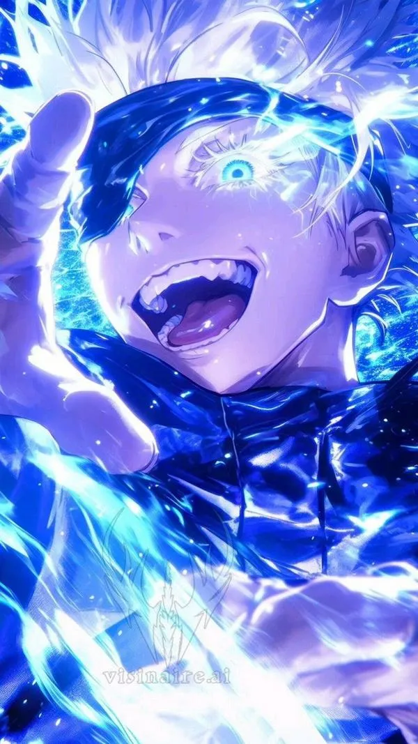 Hình nền Gojo kiểu tối giản biểu tượng, chỉ tóc trắng và băng đen, nhưng nhận diện vẫn cực mạnh