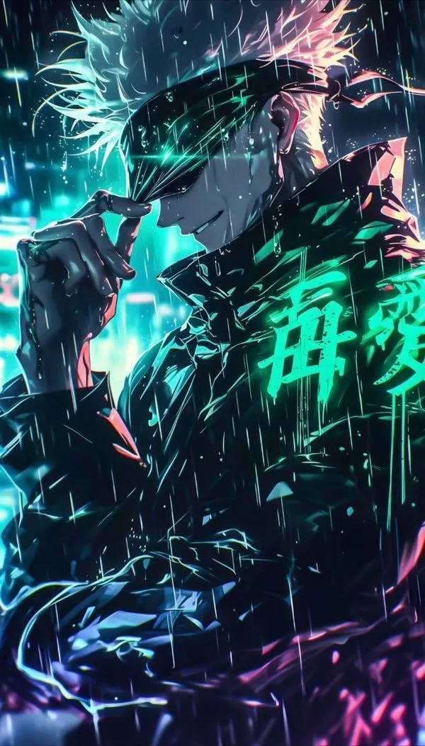 Hình đẹp Gojo trong sương mỏng, nền bụi hạt li ti, tạo không khí lạnh kiểu chiến trường im ắng