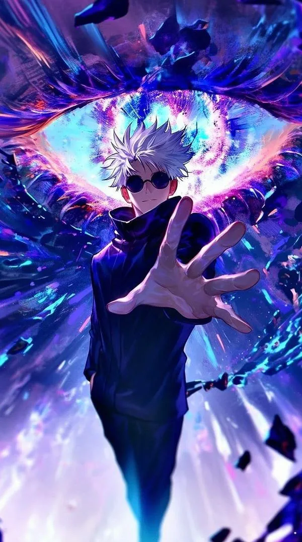 Ảnh bìa Gojo với quầng sáng viền quanh, cảm giác như lớp chắn vô hình đang hoạt động liên tục