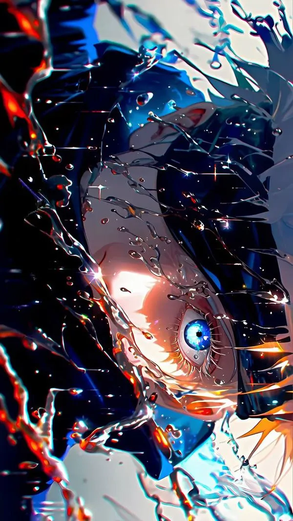 Hình anime Gojo mang khí chất chú thuật hiện đại, dáng đứng ung dung mà vẫn đầy uy lực