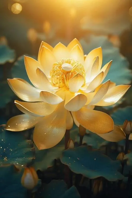 Chọn hình nền sen vàng với ánh vàng ấm áp cho điện thoại