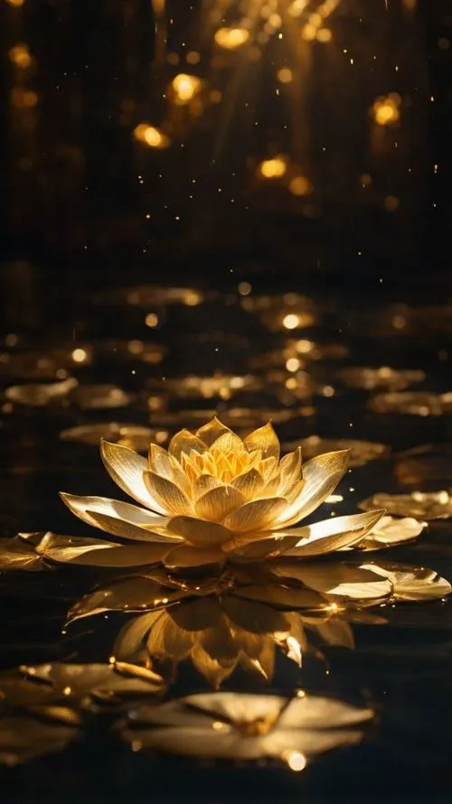 Chiêm ngưỡng hào quang bao quanh hoa sen vàng linh thiêng