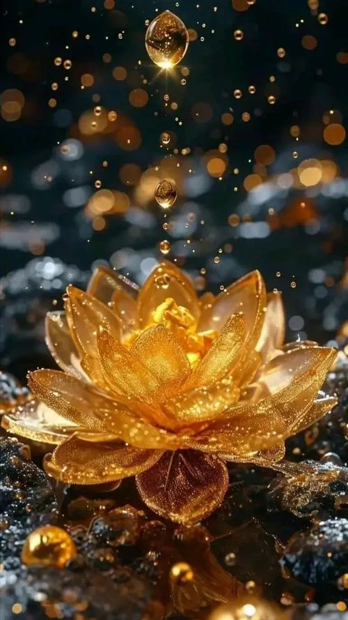 Chọn hình nền sen vàng hiệu ứng vàng kim như kim loại cực cuốn