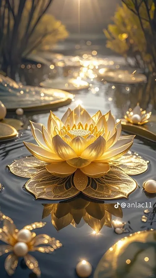 Tạo khung bằng lá sen với mép lá và gân lá rõ