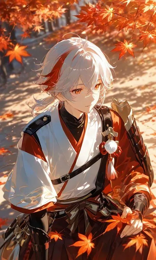 Ảnh nền Kazuha đứng trên boong Nam Thập Tự, gió biển, mây thấp, nét tự do rất thật